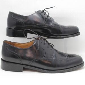French Shriner Hayward Mens Black Leather Wingtip Brogue Oxford Shoes 11.5 M